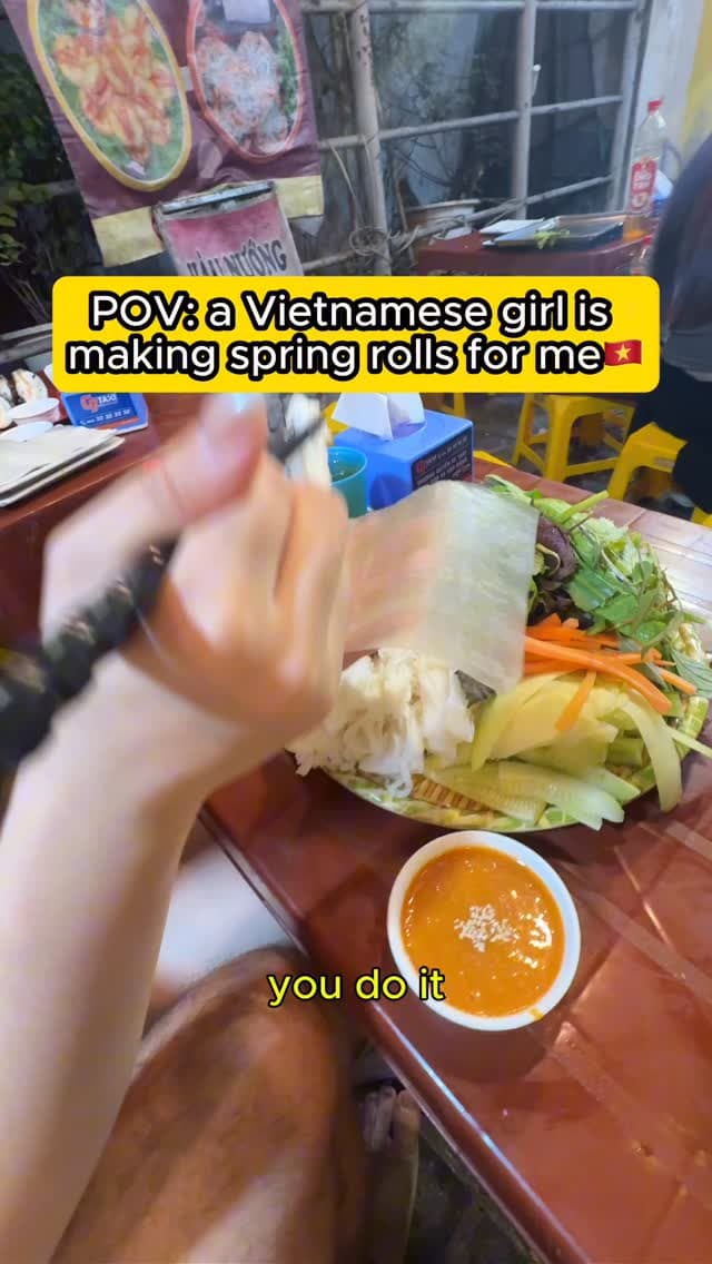 A Vietnamese girl taught me how to make real spring rolls ,fresh, authentic, and better than any restaurant. 🇻🇳🥢 From